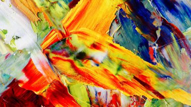 Renkli soyut arka plan duvar kağıdı. Modern motif görsel sanat. Yağlı boya karışımı. Moda el boyama bezi. Duvar dekorasyonu ve duvar resimleri fikri. 3 Boyutlu Doku.