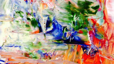 Renkli soyut arka plan duvar kağıdı. Modern motif görsel sanat. Yağlı boya karışımı. Moda el boyama bezi. Duvar dekorasyonu ve duvar resimleri fikri. 3 Boyutlu Doku.