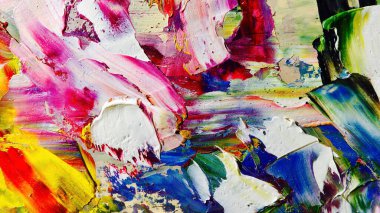 Renkli soyut arka plan duvar kağıdı. Modern motif görsel sanat. Yağlı boya karışımı. Moda el boyama bezi. Duvar dekorasyonu ve duvar resimleri fikri. 3 Boyutlu Doku