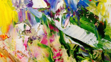 Renkli soyut arka plan duvar kağıdı. Modern motif görsel sanat. Yağlı boya karışımı. Moda el boyama bezi. Duvar dekorasyonu ve duvar resimleri fikri. 3 Boyutlu Doku.