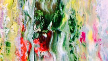 Renkli soyut arka plan duvar kağıdı. Modern motif görsel sanat. Yağlı boya karışımı. Moda el boyama bezi. Duvar dekorasyonu ve duvar resimleri fikri. 3 Boyutlu Doku.