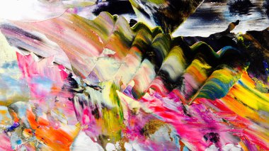 Renkli soyut arka plan duvar kağıdı. Modern motif görsel sanat. Yağlı boya karışımı. Moda el boyama bezi. Duvar dekorasyonu ve duvar resimleri fikri. 3 Boyutlu Doku