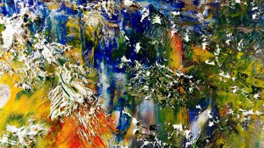 Renkli soyut arka plan duvar kağıdı. Modern motif görsel sanat. Yağlı boya karışımı. Moda el boyama bezi. Duvar dekorasyonu ve duvar resimleri fikri. 3 Boyutlu Doku.