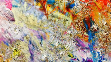 Renkli soyut arka plan duvar kağıdı. Modern motif görsel sanat. Yağlı boya karışımı. Moda el boyama bezi. Duvar dekorasyonu ve duvar resimleri fikri. 3 Boyutlu Doku.