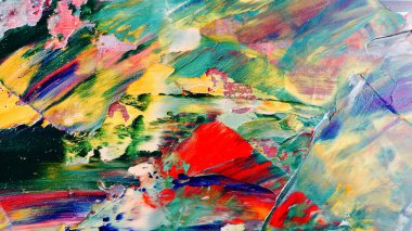 Renkli soyut arka plan duvar kağıdı. Modern motif görsel sanat. Yağlı boya karışımı. Moda el boyama bezi. Duvar dekorasyonu ve duvar resimleri fikri. 3 Boyutlu Doku.