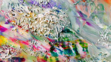 Renkli soyut arka plan duvar kağıdı. Modern motif görsel sanat. Yağlı boya karışımı. Moda el boyama bezi. Duvar dekorasyonu ve duvar resimleri fikri. 3 Boyutlu Doku