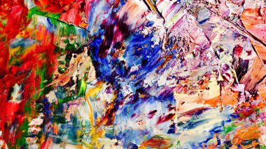 Renkli soyut arka plan duvar kağıdı. Modern motif görsel sanat. Yağlı boya karışımı. Moda el boyama bezi. Duvar dekorasyonu ve duvar resimleri fikri. 3 Boyutlu Doku