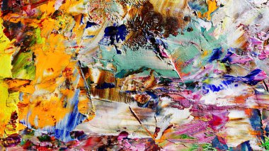 Renkli soyut arka plan duvar kağıdı. Modern motif görsel sanat. Yağlı boya karışımı. Moda el boyama bezi. Duvar dekorasyonu ve duvar resimleri fikri. 3 Boyutlu Doku