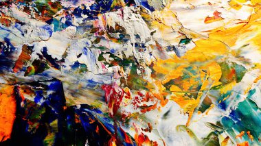 Renkli soyut arka plan duvar kağıdı. Modern motif görsel sanat. Yağlı boya karışımı. Moda el boyama bezi. Duvar dekorasyonu ve duvar resimleri fikri. 3 Boyutlu Doku.