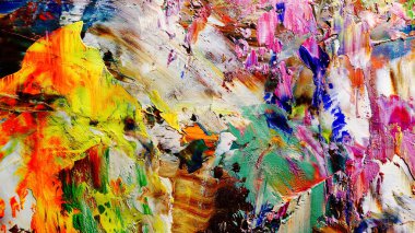 Renkli soyut arka plan duvar kağıdı. Modern motif görsel sanat. Yağlı boya karışımı. Moda el boyama bezi. Duvar dekorasyonu ve duvar resimleri fikri. 3 Boyutlu Doku.