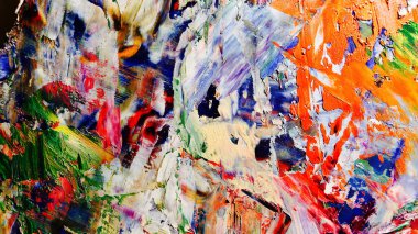 Renkli soyut arka plan duvar kağıdı. Modern motif görsel sanat. Yağlı boya karışımı. Moda el boyama bezi. Duvar dekorasyonu ve duvar resimleri fikri. 3 Boyutlu Doku.
