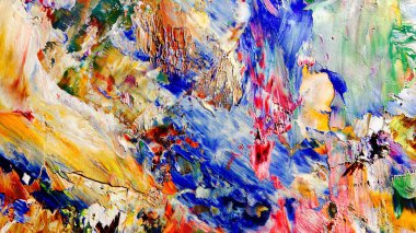 Renkli soyut arka plan duvar kağıdı. Modern motif görsel sanat. Yağlı boya karışımı. Moda el boyama bezi. Duvar dekorasyonu ve duvar resimleri fikri. 3 Boyutlu Doku.