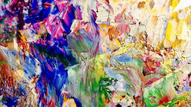 Renkli soyut arka plan duvar kağıdı. Modern motif görsel sanat. Yağlı boya karışımı. Moda el boyama bezi. Duvar dekorasyonu ve duvar resimleri fikri. 3 Boyutlu Doku.