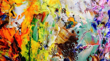 Renkli soyut arka plan duvar kağıdı. Modern motif görsel sanat. Yağlı boya karışımı. Moda el boyama bezi. Duvar dekorasyonu ve duvar resimleri fikri. 3 Boyutlu Doku.