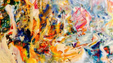 Renkli soyut arka plan duvar kağıdı. Modern motif görsel sanat. Yağlı boya karışımı. Moda el boyama bezi. Duvar dekorasyonu ve duvar resimleri fikri. 3 Boyutlu Doku.