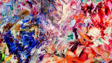 Renkli soyut arka plan duvar kağıdı. Modern motif görsel sanat. Yağlı boya karışımı. Moda el boyama bezi. Duvar dekorasyonu ve duvar resimleri fikri. 3 Boyutlu Doku.