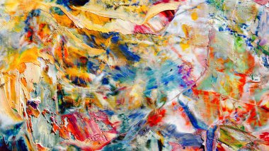 Renkli soyut arka plan duvar kağıdı. Modern motif görsel sanat. Yağlı boya karışımı. Moda el boyama bezi. Duvar dekorasyonu ve duvar resimleri fikri. 3 Boyutlu Doku.