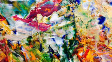 Renkli soyut arka plan duvar kağıdı. Modern motif görsel sanat. Yağlı boya karışımı. Moda el boyama bezi. Duvar dekorasyonu ve duvar resimleri fikri. 3 Boyutlu Doku.