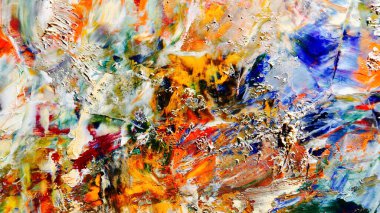 Renkli soyut arka plan duvar kağıdı. Modern motif görsel sanat. Yağlı boya karışımı. Moda el boyama bezi. Duvar dekorasyonu ve duvar resimleri fikri. 3 Boyutlu Doku.