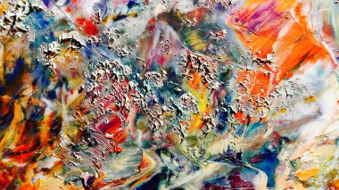 Renkli soyut arka plan duvar kağıdı. Modern motif görsel sanat. Yağlı boya karışımı. Moda el boyama bezi. Duvar dekorasyonu ve duvar resimleri fikri. 3 Boyutlu Doku.