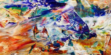 Renkli soyut arka plan duvar kağıdı. Modern motif görsel sanat. Yağlı boya karışımı. Moda el boyama bezi. Duvar dekorasyonu ve duvar resimleri fikri. 3 Boyutlu Doku