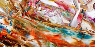 Renkli soyut arka plan duvar kağıdı. Modern motif görsel sanat. Yağlı boya karışımı. Moda el boyama bezi. Duvar dekorasyonu ve duvar resimleri fikri. 3 Boyutlu Doku