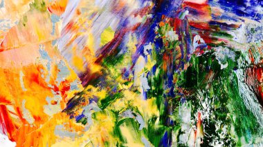 Renkli soyut arka plan duvar kağıdı. Modern motif görsel sanat. Yağlı boya karışımı. Moda el boyama bezi. Duvar dekorasyonu ve duvar resimleri fikri. 3 Boyutlu Doku.