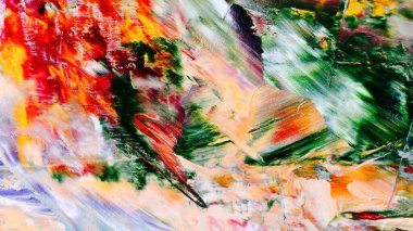 Renkli soyut arka plan duvar kağıdı. Modern motif görsel sanat. Yağlı boya karışımı. Moda el boyama bezi. Duvar dekorasyonu ve duvar resimleri fikri. 3 Boyutlu Doku.