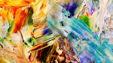 Renkli soyut arka plan duvar kağıdı. Modern motif görsel sanat. Yağlı boya karışımı. Moda el boyama bezi. Duvar dekorasyonu ve duvar resimleri fikri. 3 Boyutlu Doku.