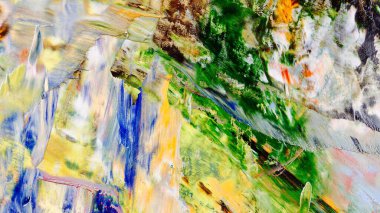 Renkli soyut arka plan duvar kağıdı. Modern motif görsel sanat. Yağlı boya karışımı. Moda el boyama bezi. Duvar dekorasyonu ve duvar resimleri fikri. 3 Boyutlu Doku.