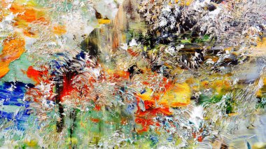 Renkli soyut arka plan duvar kağıdı. Modern motif görsel sanat. Yağlı boya karışımı. Moda el boyama bezi. Duvar dekorasyonu ve duvar resimleri fikri. 3 Boyutlu Doku.