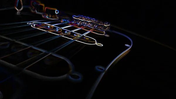 Elektrische Gitarre Neon Malerei Mit Kopierraum Dunkler Hintergrund — Stockfoto