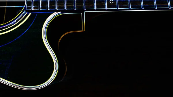 Guitarra Eléctrica Pintura Neón Con Espacio Copia Fondo Oscuro — Foto de Stock