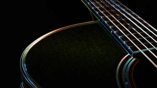 Chitarra Elettrica Pittura Neon Con Spazio Copia Sfondo Scuro — Foto Stock