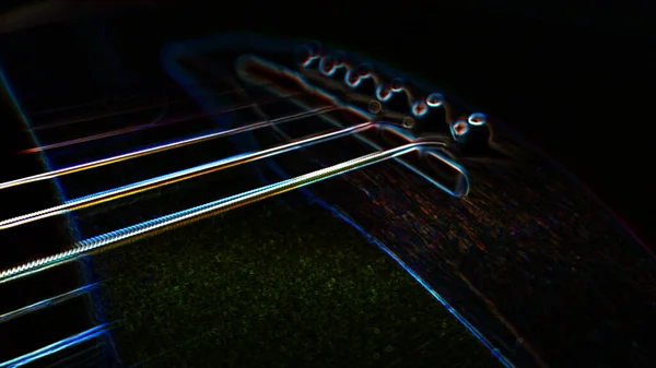 Elektro Gitar Kopya Alanı Olan Neon Boya Koyu Arkaplan — Stok fotoğraf