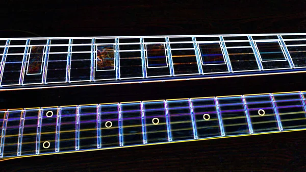 Elektrisk Gitarr Neon Målning Med Kopieringsutrymme Mörk Bakgrund — Stockfoto