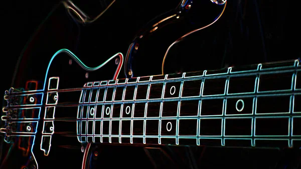 Elektrische Gitarre Neon Malerei Mit Kopierraum Dunkler Hintergrund — Stockfoto