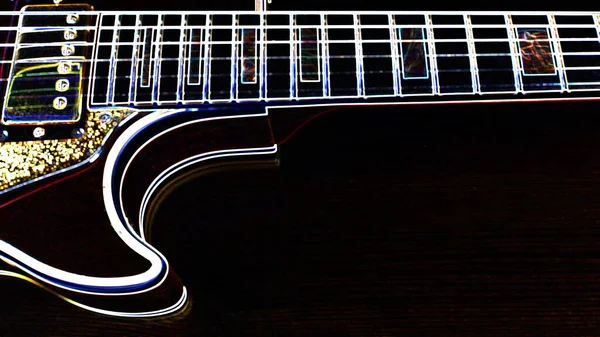 Guitarra Eléctrica Pintura Neón Con Espacio Copia Fondo Oscuro — Foto de Stock