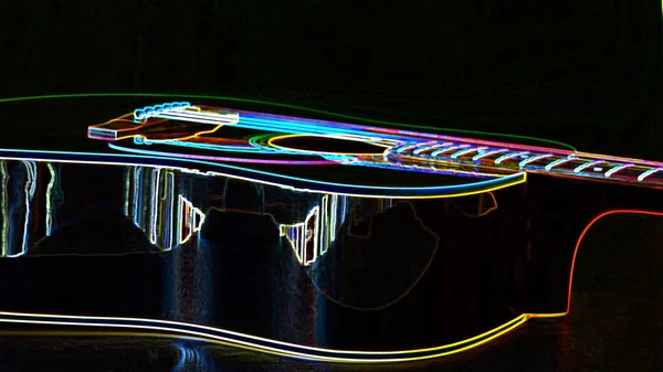 Elektrische Gitarre Neon Malerei Mit Kopierraum Dunkler Hintergrund — Stockfoto