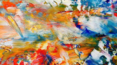 Renkli soyut arka plan duvar kağıdı. Modern motif görsel sanat. Yağlı boya karışımı. Moda el boyama bezi. Duvar dekorasyonu ve duvar resimleri fikri. 3 Boyutlu Doku.