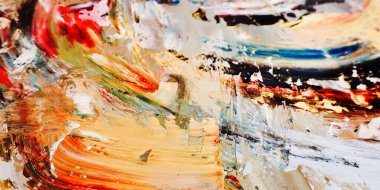 Renkli soyut arka plan duvar kağıdı. Modern motif görsel sanat. Yağlı boya karışımı. Moda el boyama bezi. Duvar dekorasyonu ve duvar resimleri fikri. 3 Boyutlu Doku