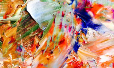 Renkli soyut arka plan duvar kağıdı. Modern motif görsel sanat. Yağlı boya karışımı. Moda el boyama bezi. Duvar dekorasyonu ve duvar resimleri fikri. 3 Boyutlu Doku
