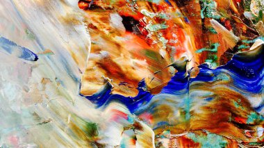 Renkli soyut arka plan duvar kağıdı. Modern motif görsel sanat. Yağlı boya karışımı. Moda el boyama bezi. Duvar dekorasyonu ve duvar resimleri fikri. 3 Boyutlu Doku