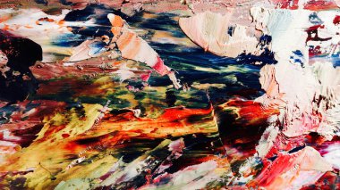 Renkli soyut arka plan duvar kağıdı. Modern motif görsel sanat. Yağlı boya karışımı. Moda el boyama bezi. Duvar dekorasyonu ve duvar resimleri fikri. 3 Boyutlu Doku