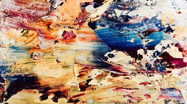 Renkli soyut arka plan duvar kağıdı. Modern motif görsel sanat. Yağlı boya karışımı. Moda el boyama bezi. Duvar dekorasyonu ve duvar resimleri fikri. 3 Boyutlu Doku