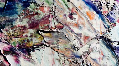 Renkli soyut arka plan duvar kağıdı. Modern motif görsel sanat. Yağlı boya karışımı. Moda el boyama bezi. Duvar dekorasyonu ve duvar resimleri fikri. 3 Boyutlu Doku