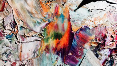 Renkli soyut arka plan duvar kağıdı. Modern motif görsel sanat. Yağlı boya karışımı. Moda el boyama bezi. Duvar dekorasyonu ve duvar resimleri fikri. 3 Boyutlu Doku