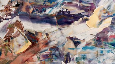 Renkli soyut arka plan duvar kağıdı. Modern motif görsel sanat. Yağlı boya karışımı. Moda el boyama bezi. Duvar dekorasyonu ve duvar resimleri fikri. 3 Boyutlu Doku