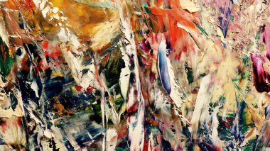 Renkli soyut arka plan duvar kağıdı. Modern motif görsel sanat. Yağlı boya karışımı. Moda el boyama bezi. Duvar dekorasyonu ve duvar resimleri fikri. 3 Boyutlu Doku