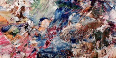 Renkli soyut arka plan duvar kağıdı. Modern motif görsel sanat. Yağlı boya karışımı. Moda el boyama bezi. Duvar dekorasyonu ve duvar resimleri fikri. 3 Boyutlu Doku